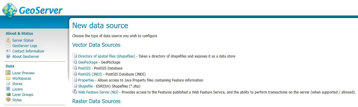 geoserver stores 1