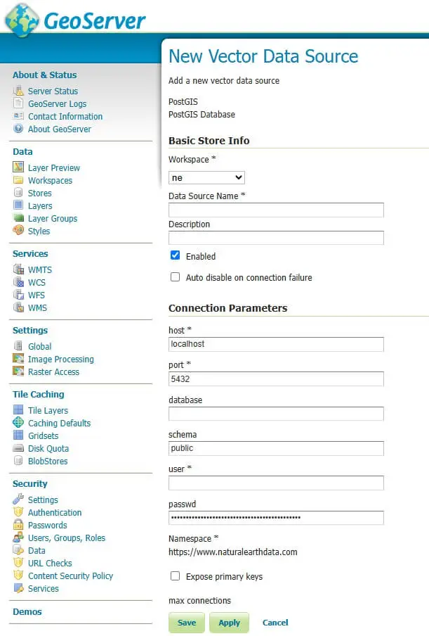 geoserver stores 2