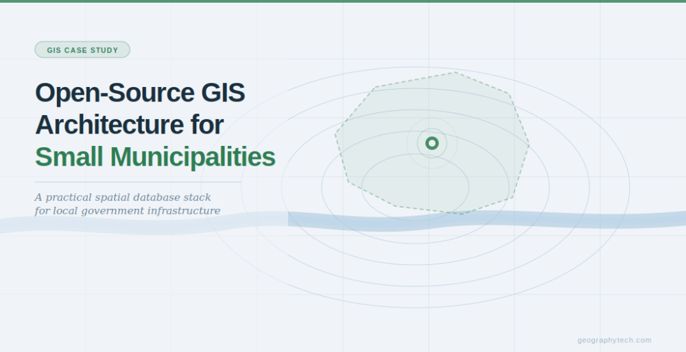 GIS map visualization showing road network, waterworks polylines and municipal boundary polygons